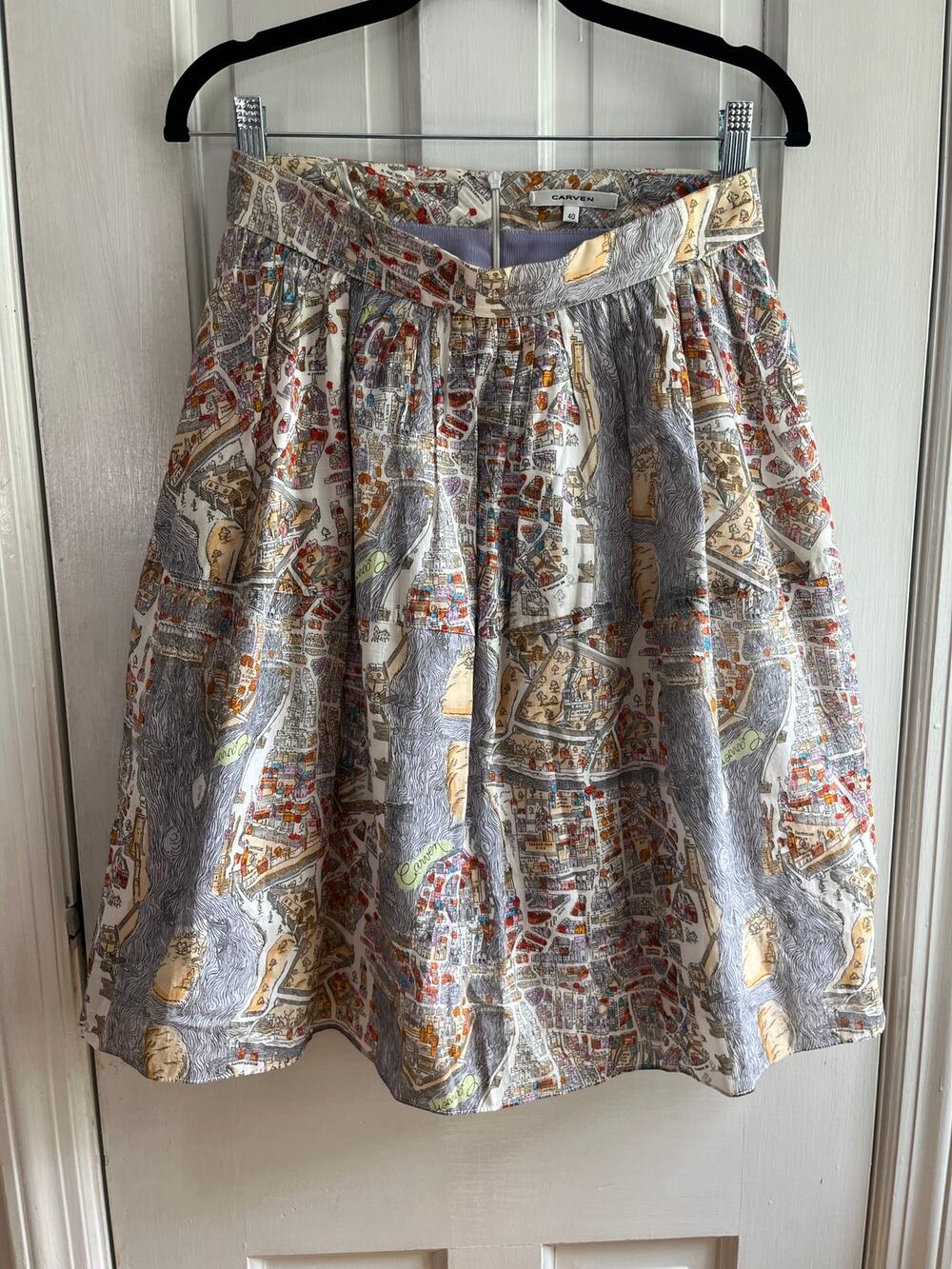 ✨ Carven Paris Graphic Print High-Rise Pleated Skirt, US 4 EU 40 ✨